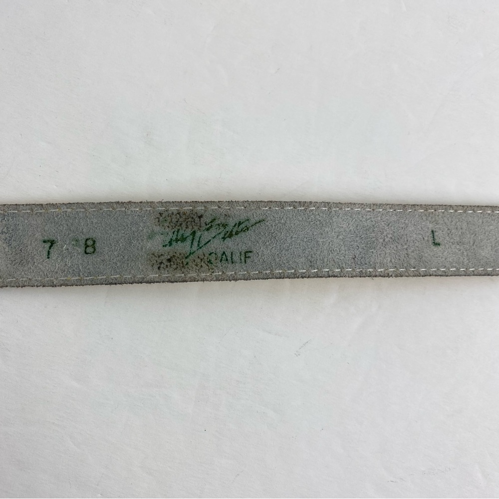 Vintage Yellow Leather Silver Hardware Large Belt - Picture 4 of 6